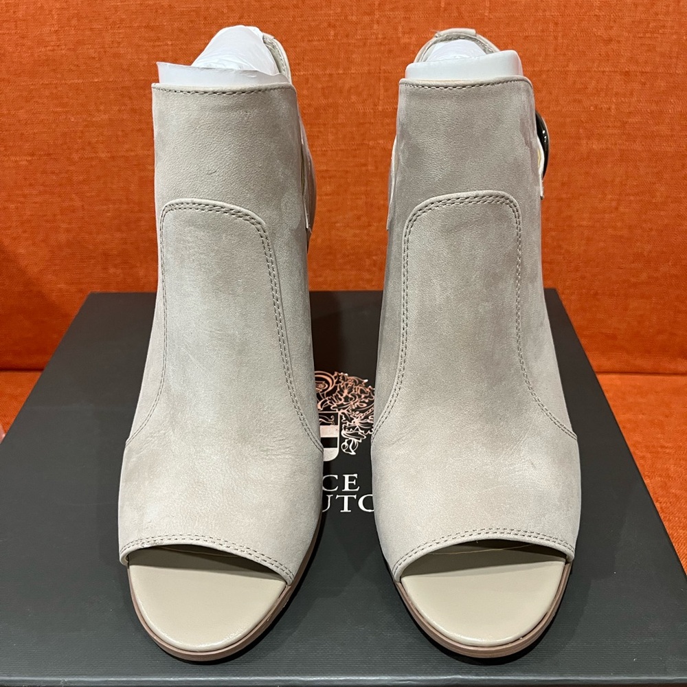 Vince Camuto Taupe Peep-Toe Heeled Boots NIB size 7